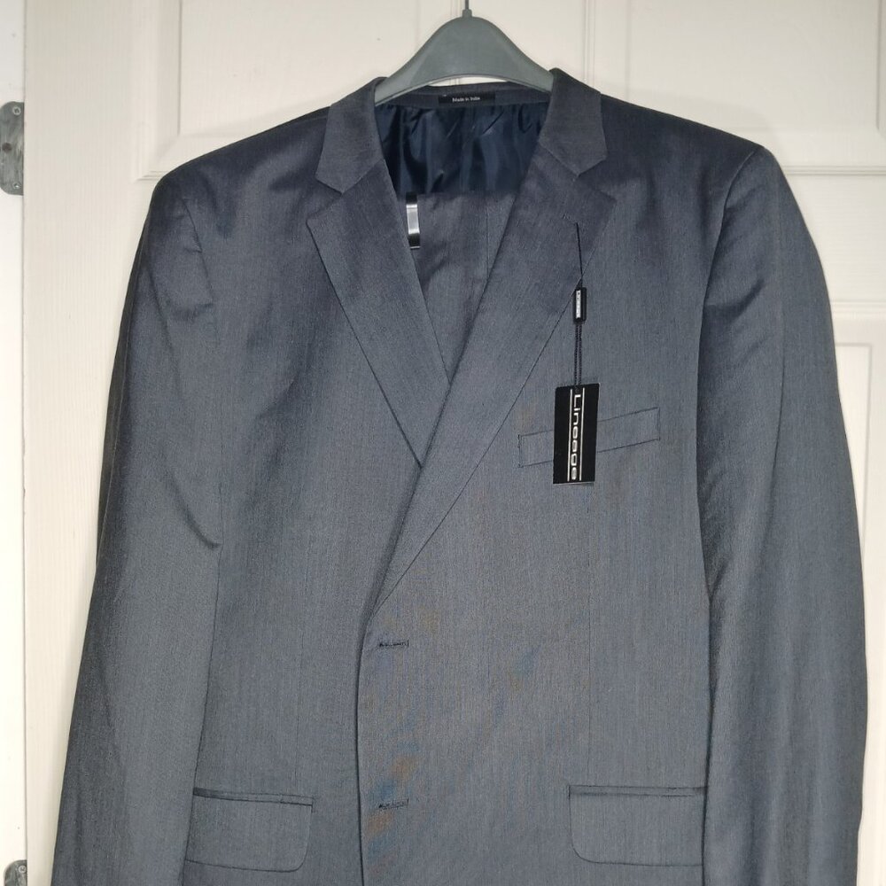 NWT Lineage Charcoal 2-Piece Suit 50L Jacket 46W Pants Modern Fit $120 Retail